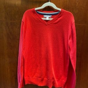 Big Boy's Red V Neck Cotton Sweater Size L (10/12)